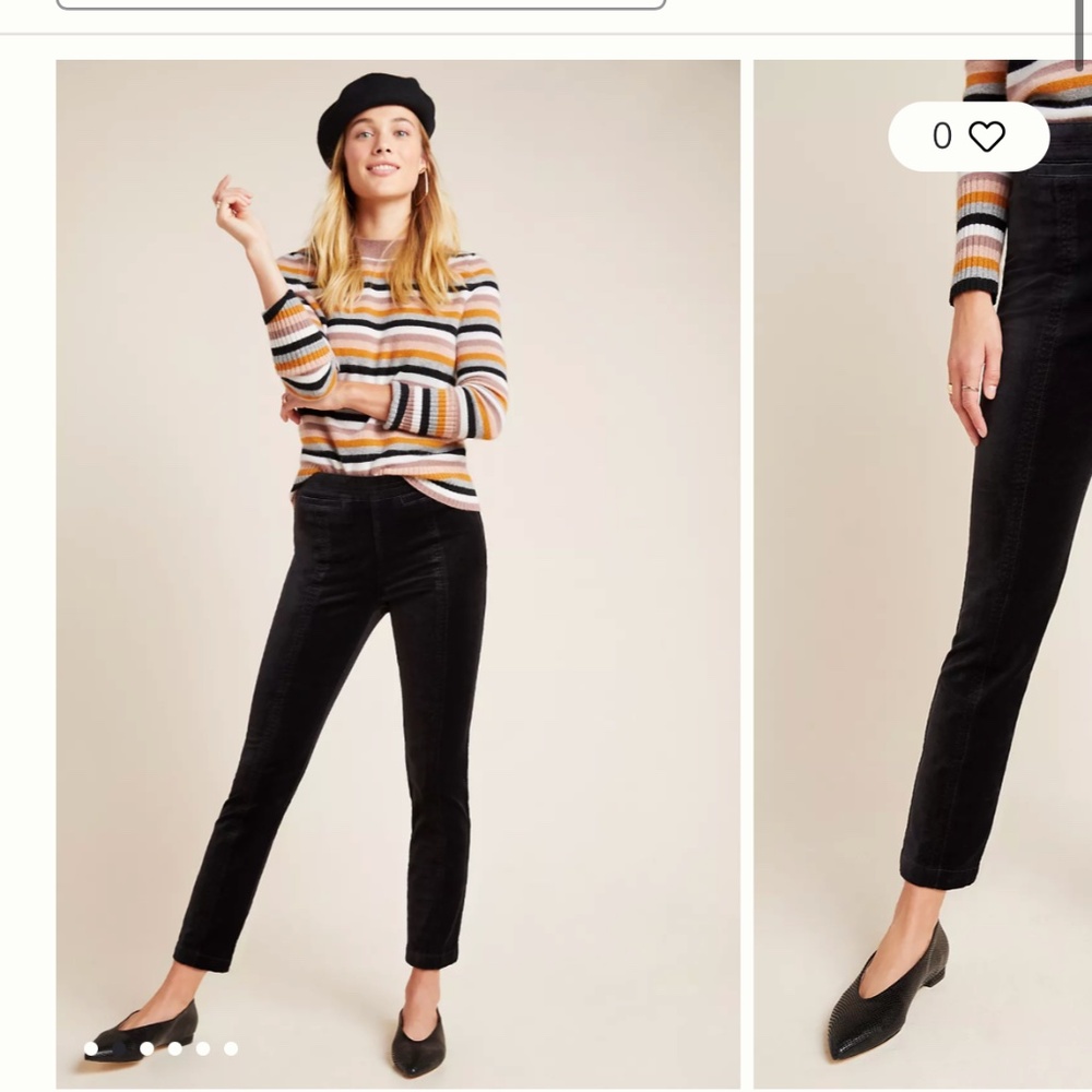 Anthropologie The Essential Slim Emerald Velvet Pants